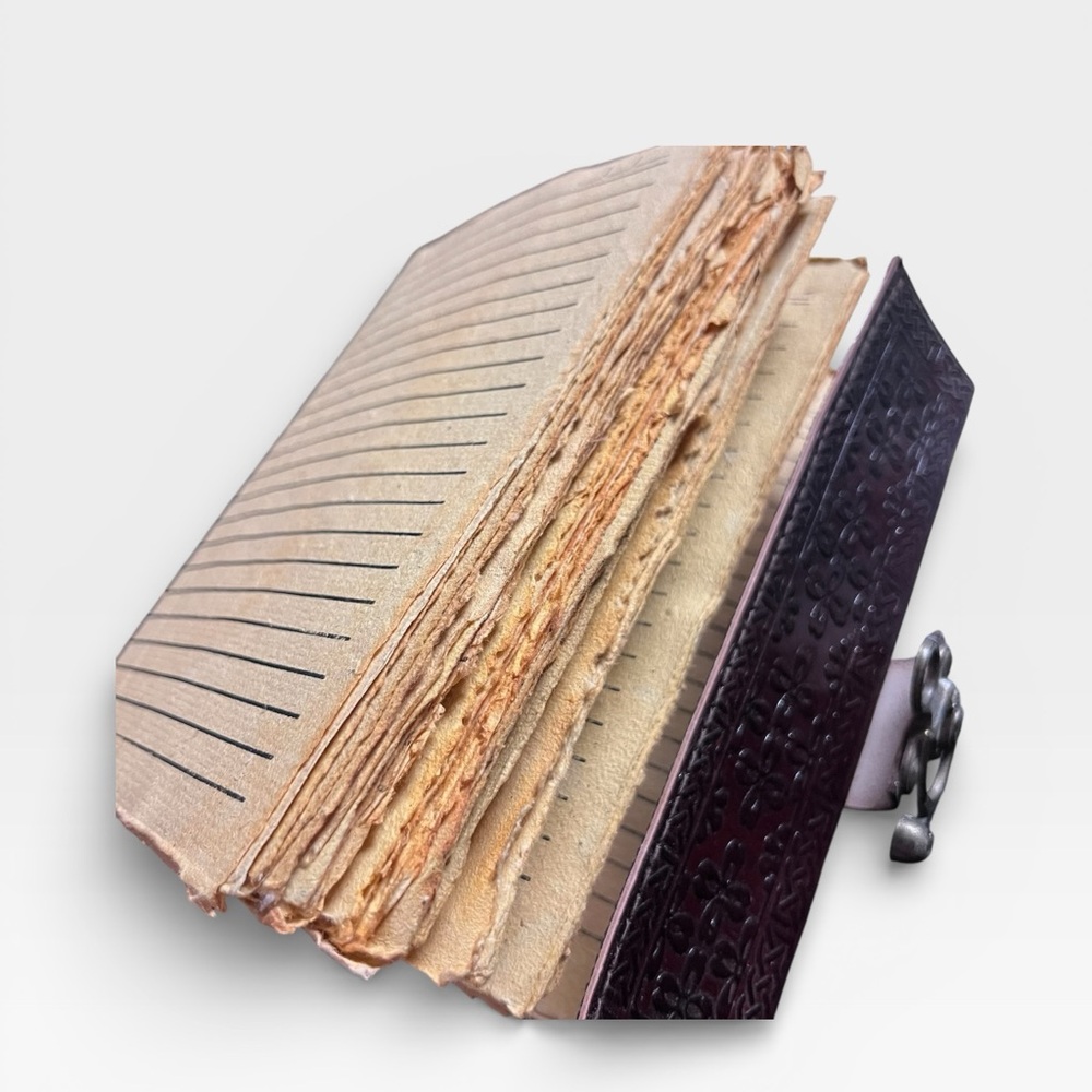 Handmade Leather Double Dragon Amethyst Stone Journal - Picture 6 of 12